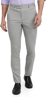 Park Avenue Men Slim Fit Solid Pattern Poly Viscose Blend Flat Front Formal Trouser Grey