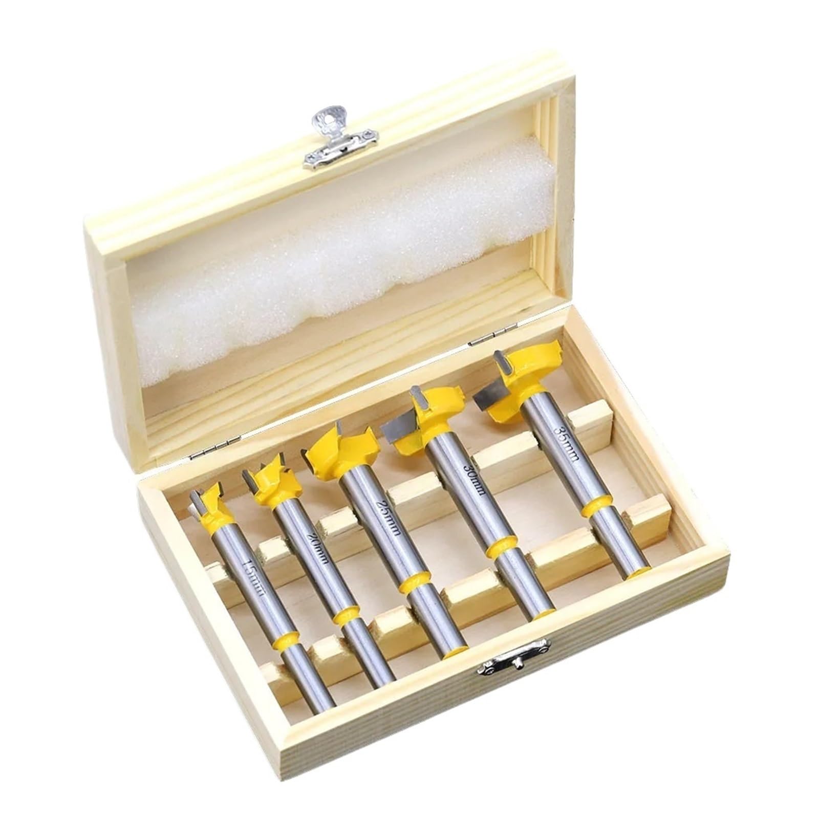 Set di 5 punte for trapano for cerniere, for carpenteria, legno, finestre, fori, trivella, foratura in legno, diametro 15, 20, 25, 30, 35 mm