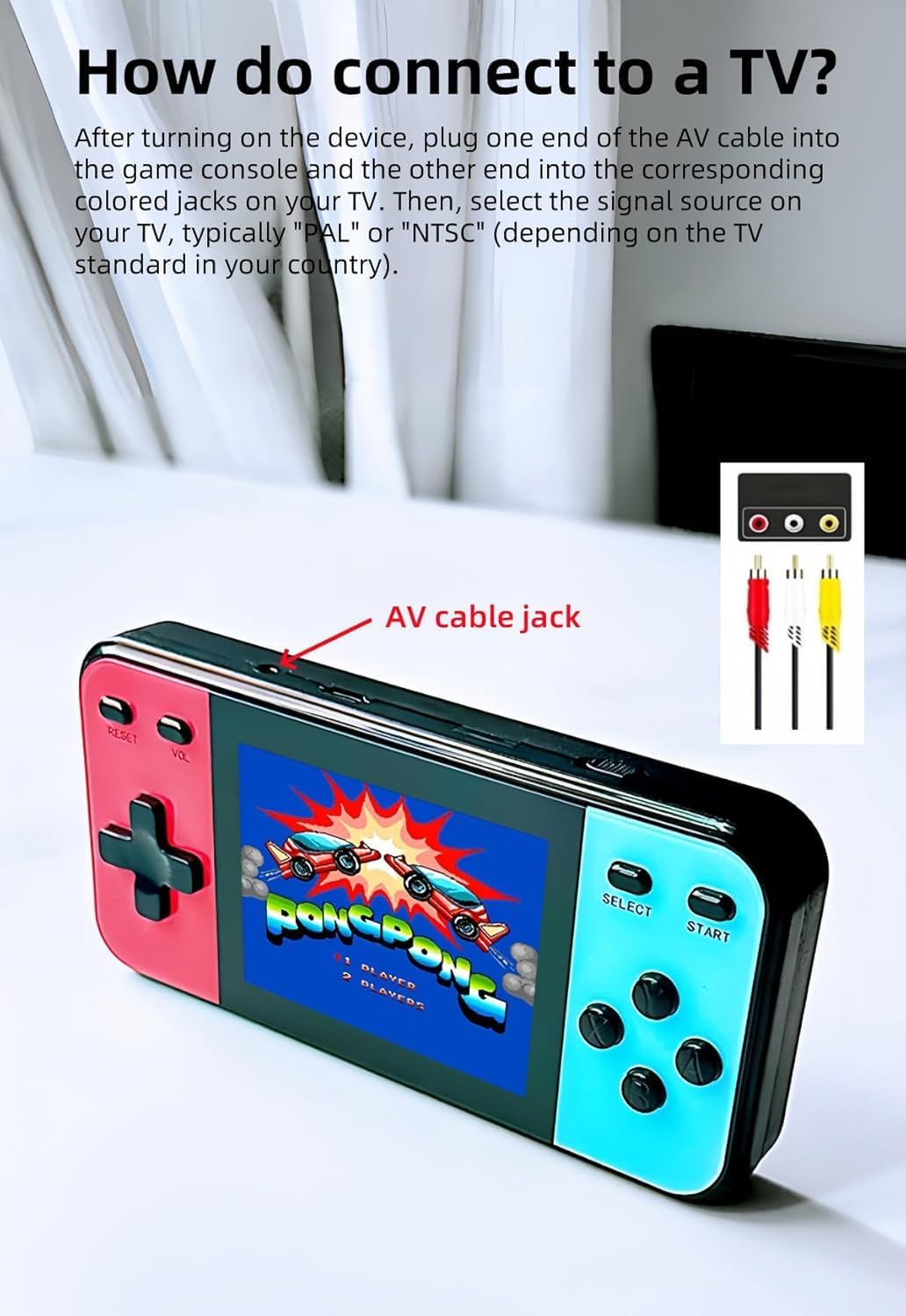 32 Bit Retro Mini Handheld Game Console | Preloaded 600 Fun Video Games with 3.0" IPS LCD Color Display | Rechargeable Mini Portable Arcade Game | Blue-Red ( Multiplayer Remote Control Included)