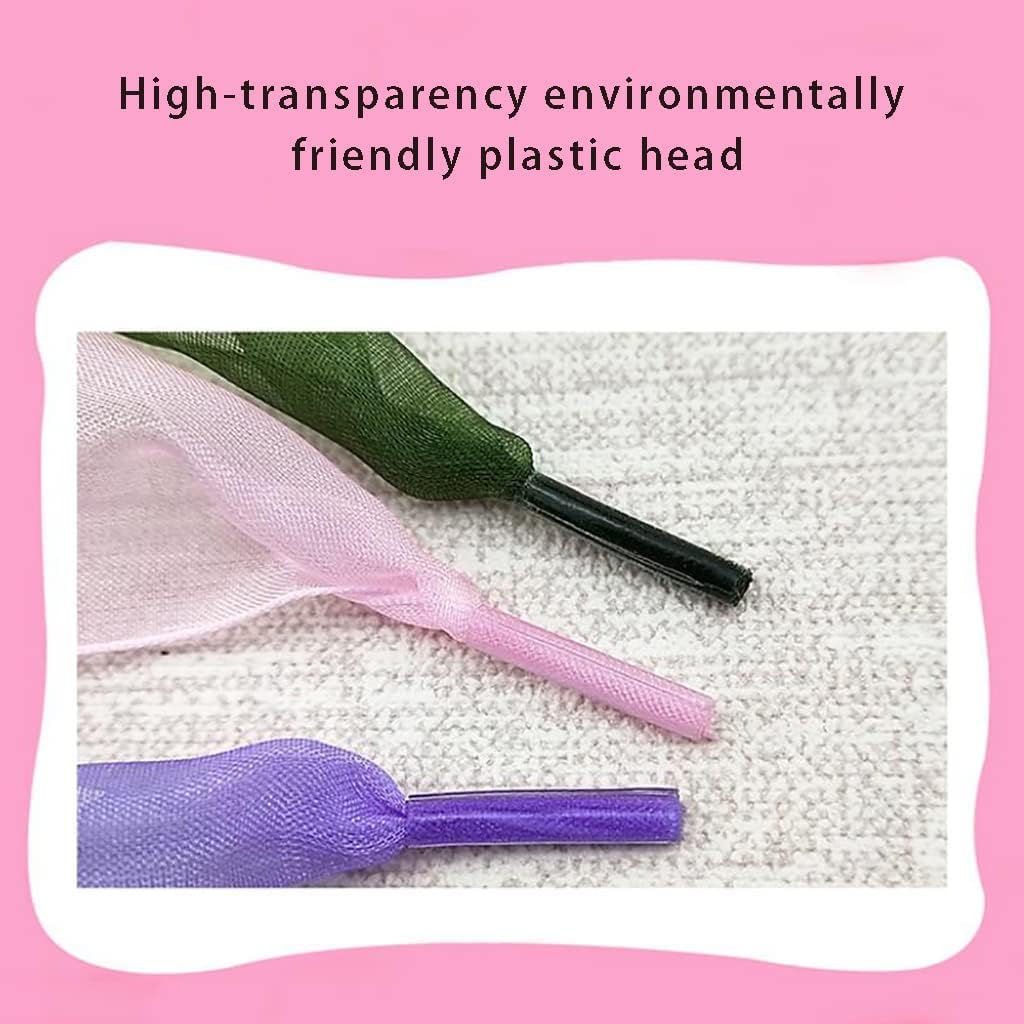 Cordones elásticos para zapatos, 4 cm, hilo de organza extra ancho, translúcido, plano, adecuado para zapatos blancos pequeños, zapatos casuales, zapatos de cuero, zapatos de lona, zapatos de