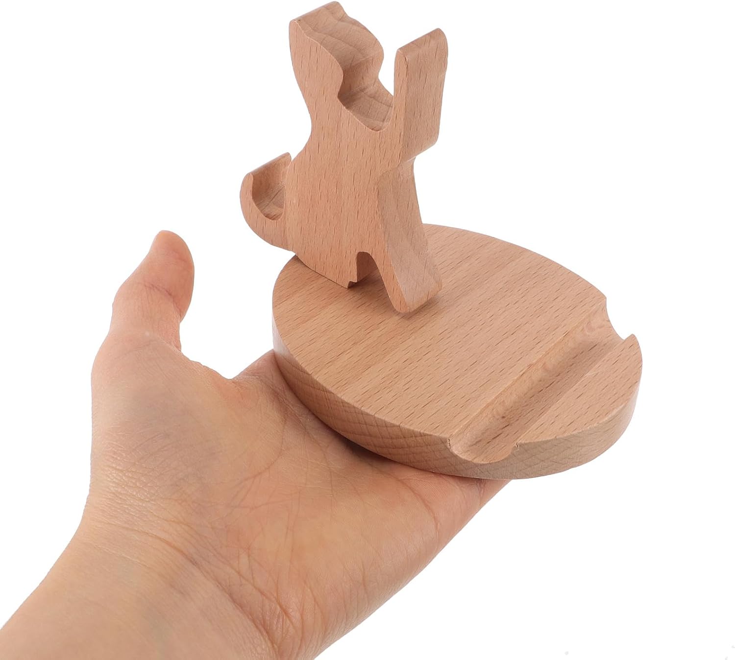 Wooden Cat Phone Stand Cellphone Holder Non-Slip Mobile Phone Cradle Cute Tablet Mount Desk Organizer for Home Office School Use image 3
