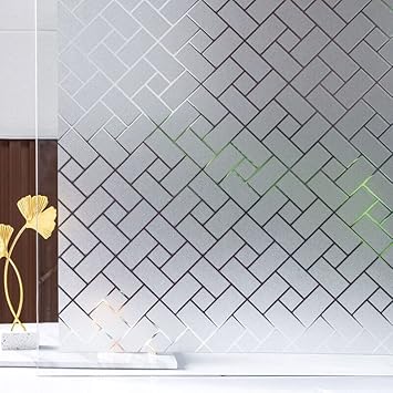 HOME13 Vinyl Frosted Glass Window Film,Window Privacy Film Self Adheisve Decorative Privacy Frosted Window Film for Home & Office (16