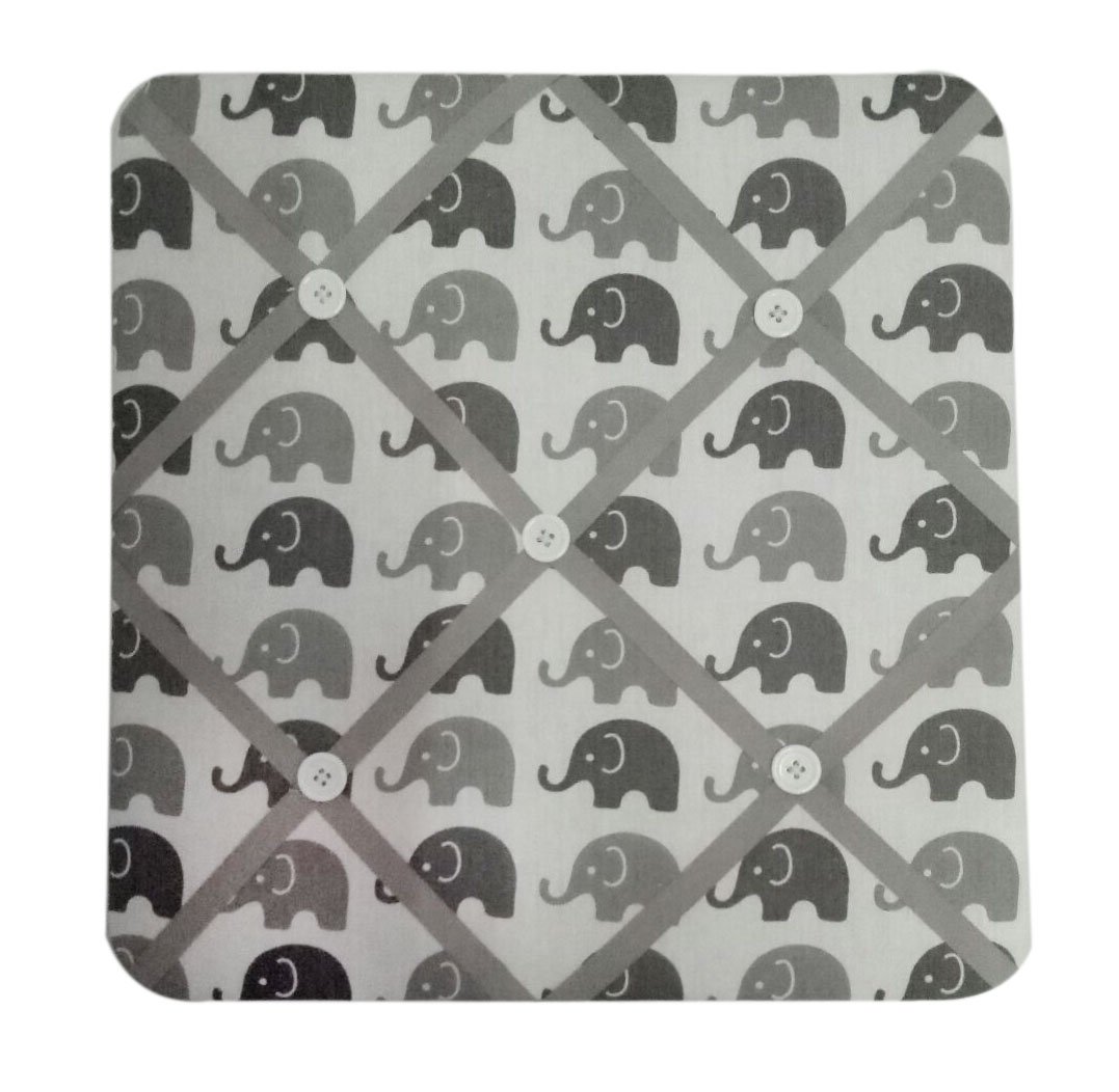 Bacati Elephants Girls Fabric Memory/Memo Photo Bulletin Board, Pink/Grey