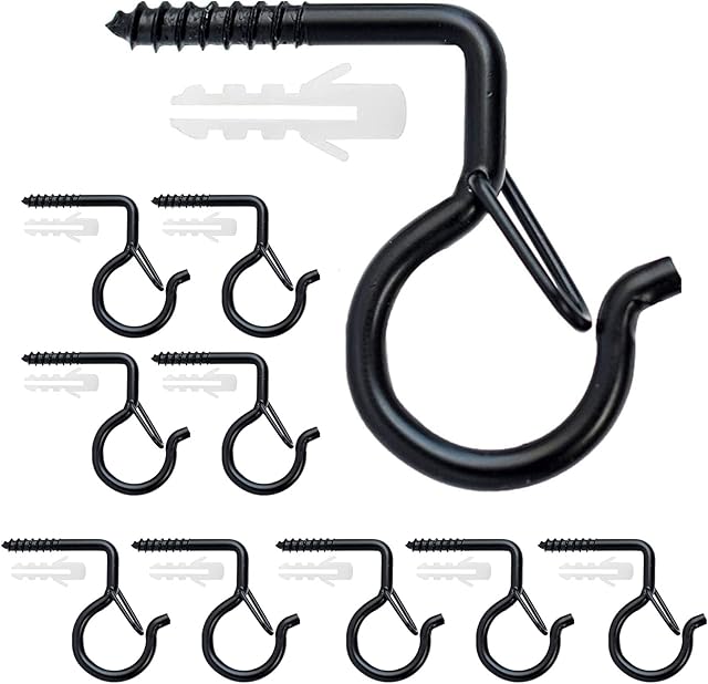 Anvin Q-Hanger Wall Mount Hanging Hooks Easy Release Screw Wire Wall Plant Hooks Home Christmas Light Hook with Safety Buckle for String Lights Plant Bracket New Year Party Outside Decoration