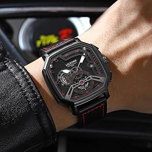 OCCULTUS ブラックメタル　BLACKL Amazon.com: LILUOKE Men's Skeleton Watch – Mechanical-Style Quartz