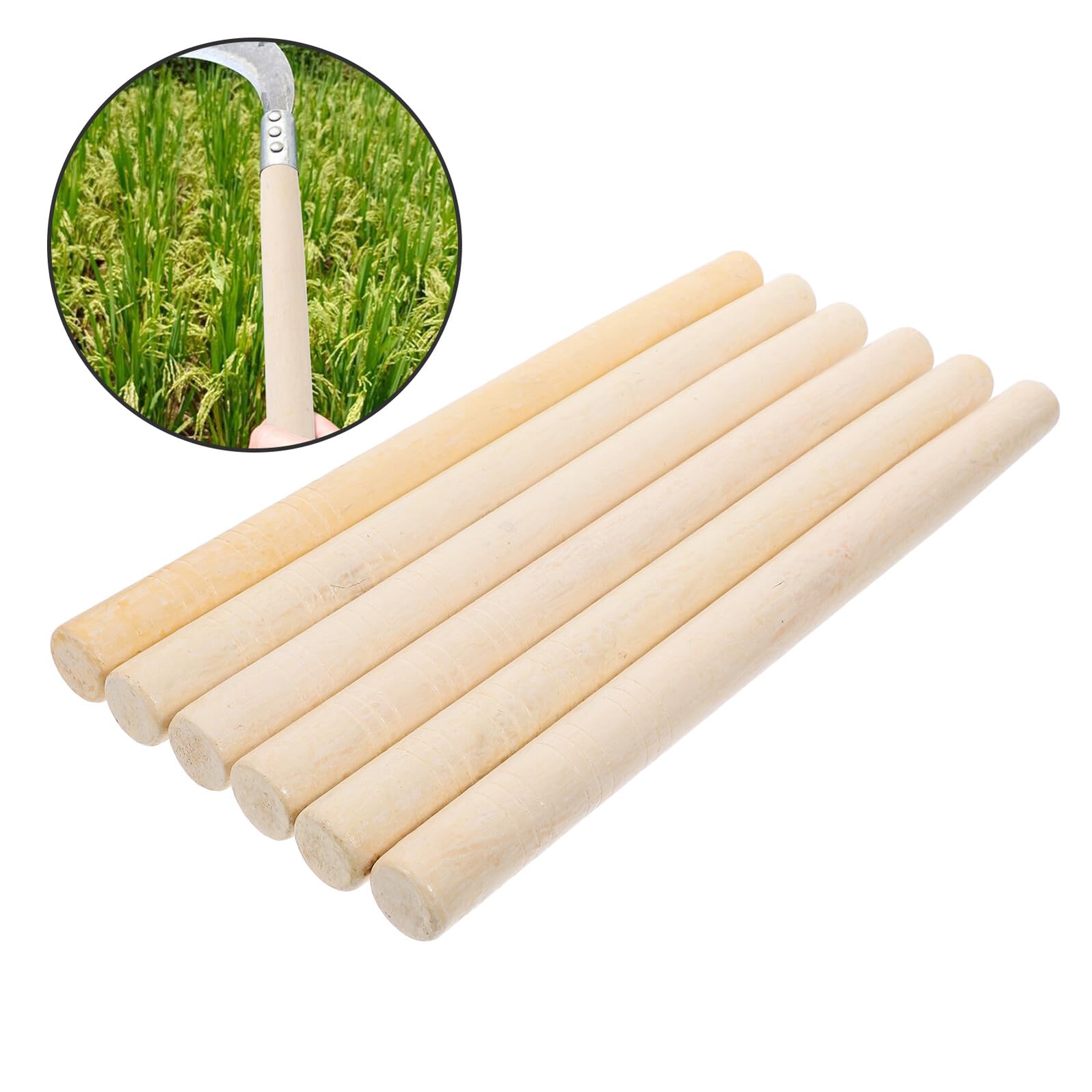 Levemolo 6 Stück Holzgriff für Gartengeräte Holzstiele Ersatzgriff für Beil Schaufel Hacke Vielseitig Einsetzbar Handermüdung