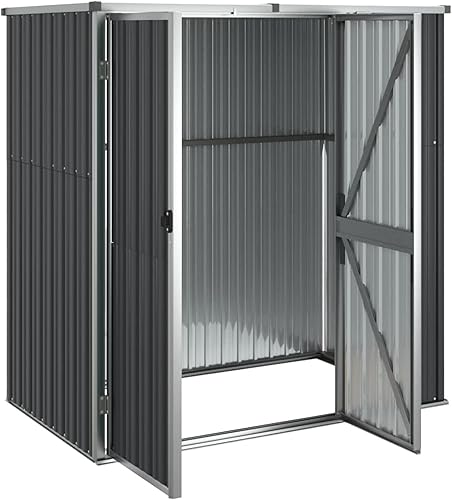 Miniatura 3 de Gecheer Cobertizo de herramientas de jardín de acero galvanizado, cobertizo de almacenamiento de herramientas para exteriores, casa de