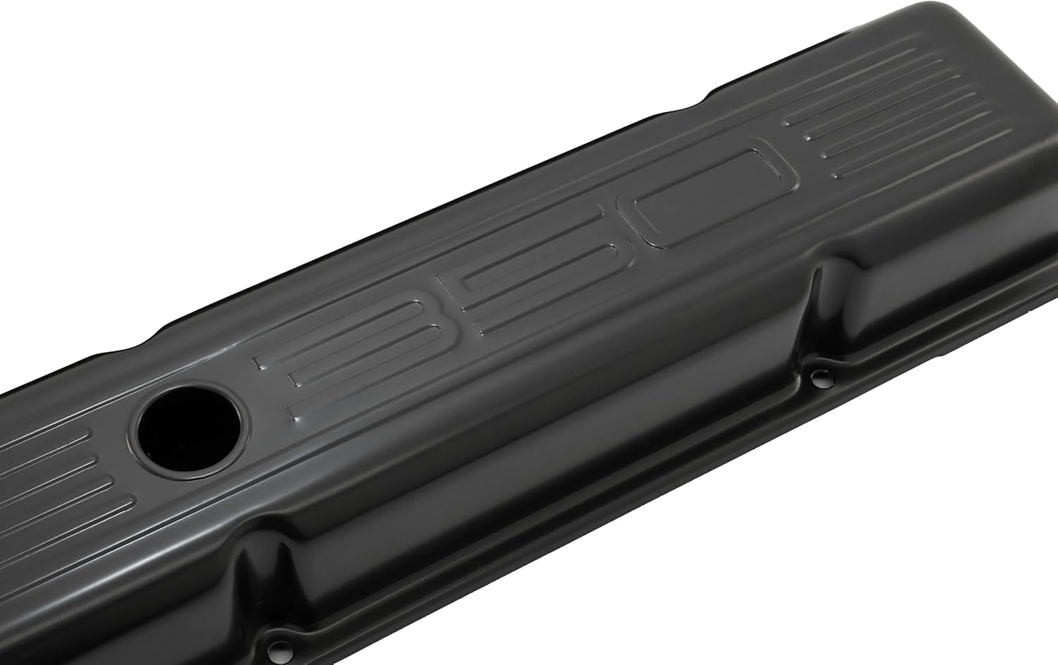 Steel Valve Covers Fits 1958–1986 Chevy Small Block 283‑305‑327‑350 – Short Style – Stamped 350 Logo with Ball Mill – Black