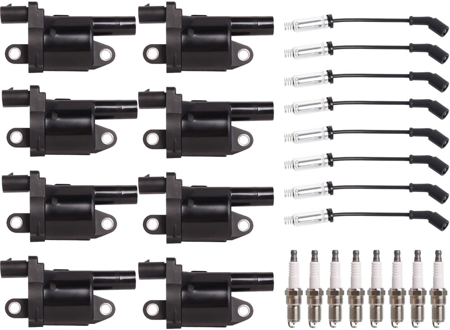 ENA 8 Ignition Coil with Spark Plug and Wire Set Compatible with Cadillac Chevrolet CTS Escalade Express Suburban Savanna Colorado Avalanche Canyon Allure Impala Corvette Silverado Tahoe Sierra Yukon