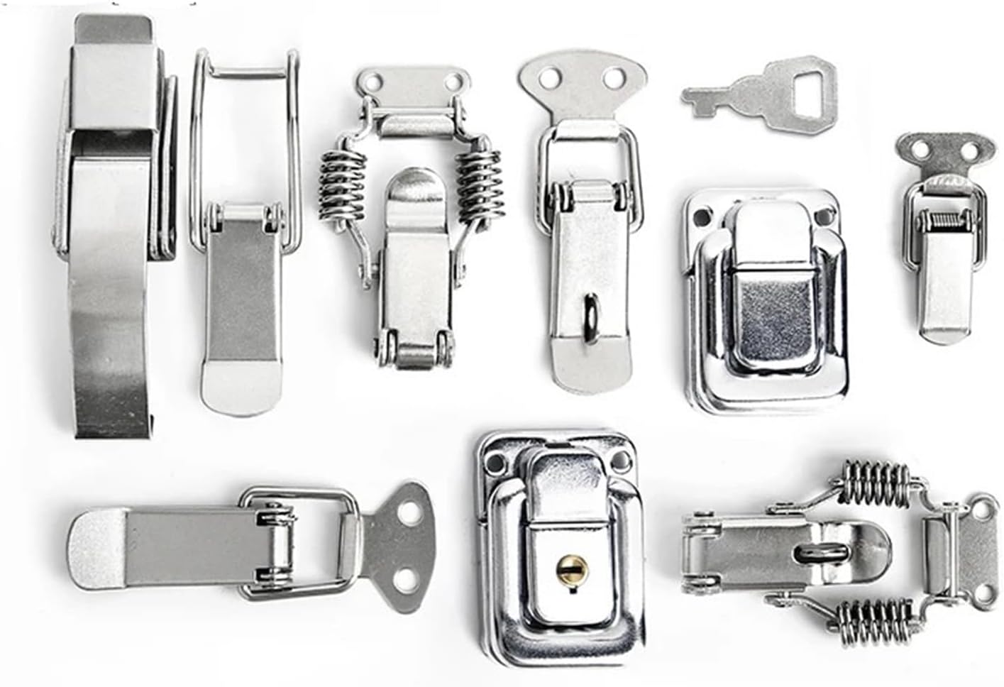 Cinet Boxes Spring Loaded Latch Catch Toggle Hasp Mild Steel for Sliding Door Simple Window Hardware Tool Box Lock 1Pcs(J401)