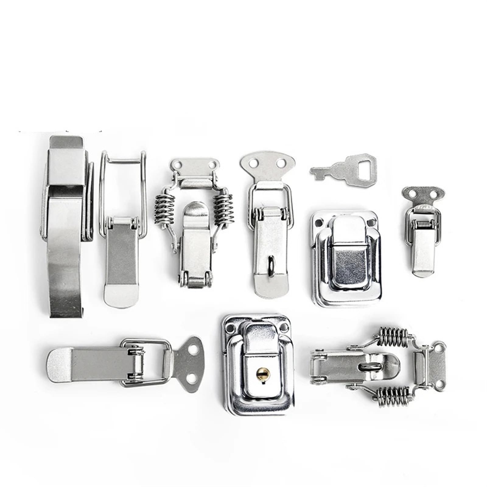 WQGQPXOB Cinet Boxes Spring Loaded Latch Catch Toggle Hasp Mild Steel for Sliding Door Simple Window Hardware Tool Box Lock 1Pcs(J107)