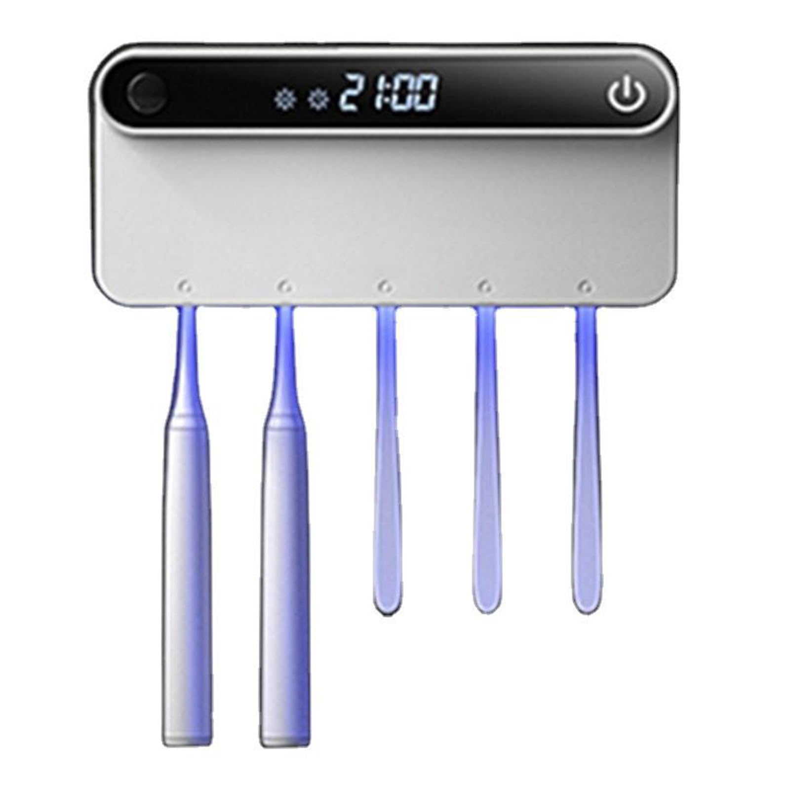 Esterilizador de cepillo de dientes inteligente ultravioleta Secado sin perforación Estante de cepillo de dientes de inducción de cuerpo humano montado en la pared,White