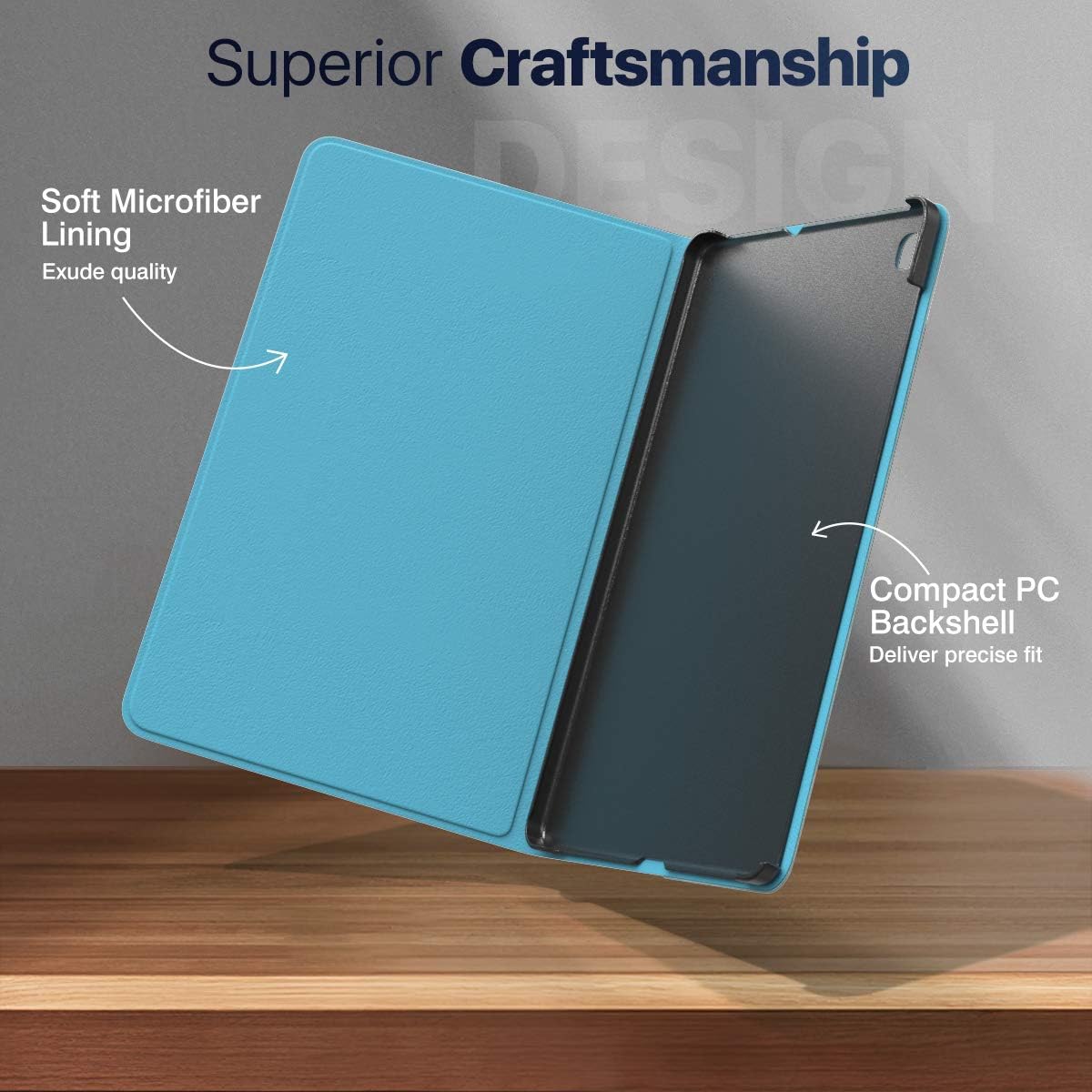 MoKo Tablet Case Compatible With Galaxy Tab S6 Lite 2020, Slim Cover Shell Case with Auto-Wake/Sleep & Pen Holder & Multi-Angle Stand Fit Samsung Galaxy Tab S6 Lite 10.4 2020 SM-P610/P615 - Cloud Blue