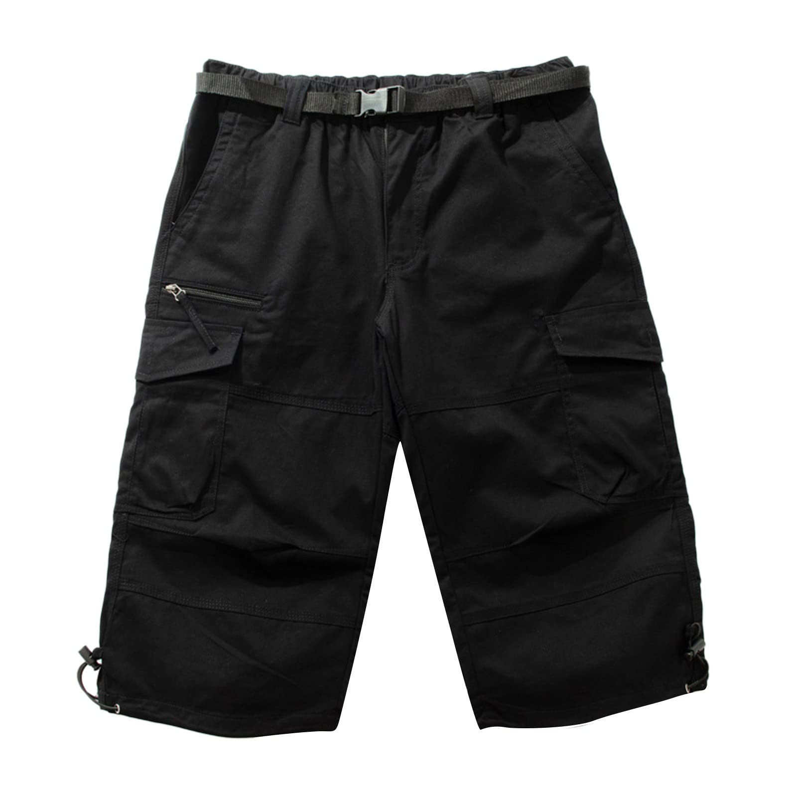 SKTIISN Cargo Work Trousers Mens 3/4 Length Cargo Shorts Cargo Pants, Heavy Duty Military Work Trousers with Pockets, Cargo Joggers Men Cotton Men'S