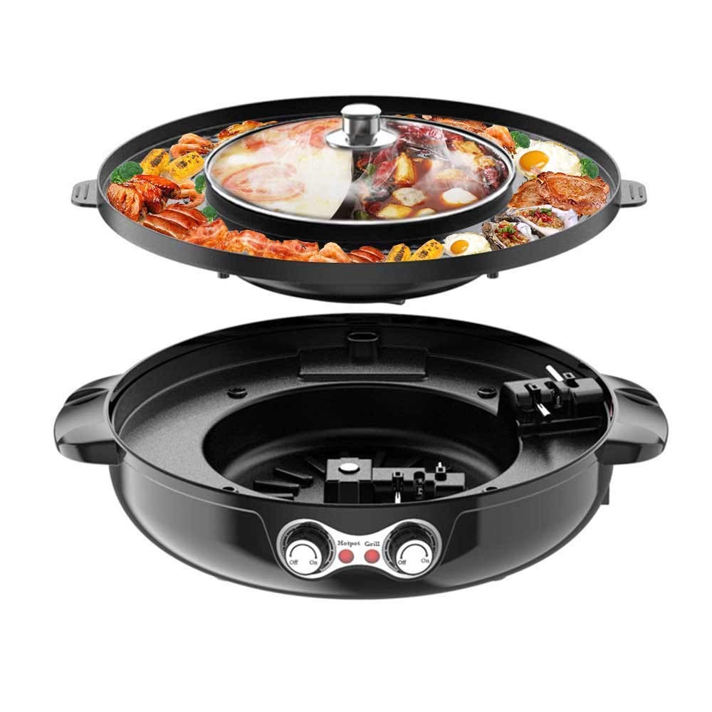 Buy Hot Pot with Grill, 2000W 2 in 1 Electric Hot Pot Grill Cooker with