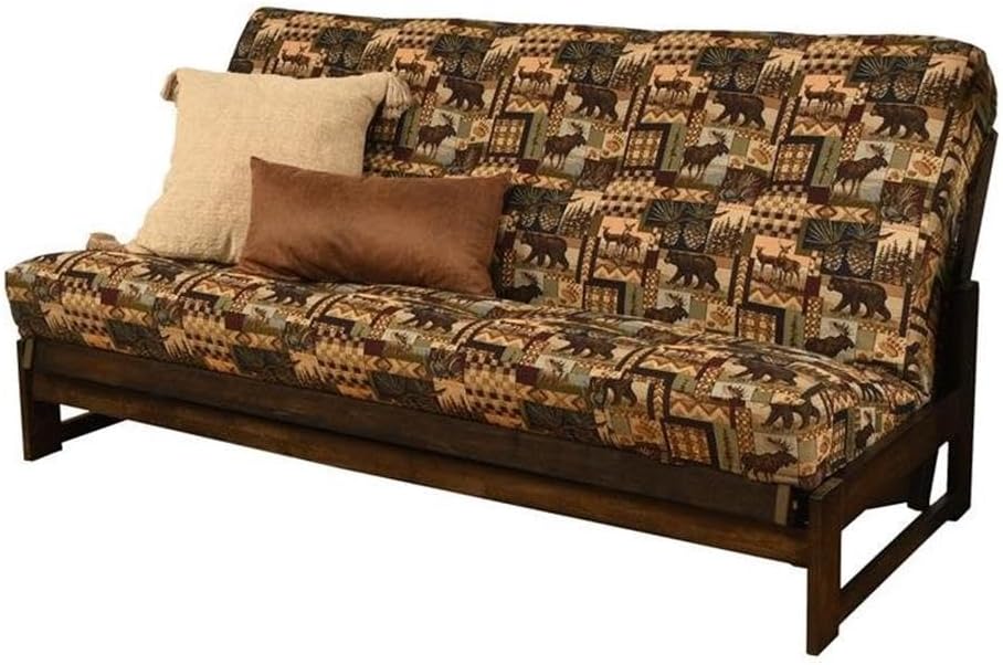 Pemberly Row 8″ Full Size Spring Futon Mattress Replacement, Linen Fabric Cotton Sleeper Sofa Bed Mattress, Peter Cabin-Frame Not Included