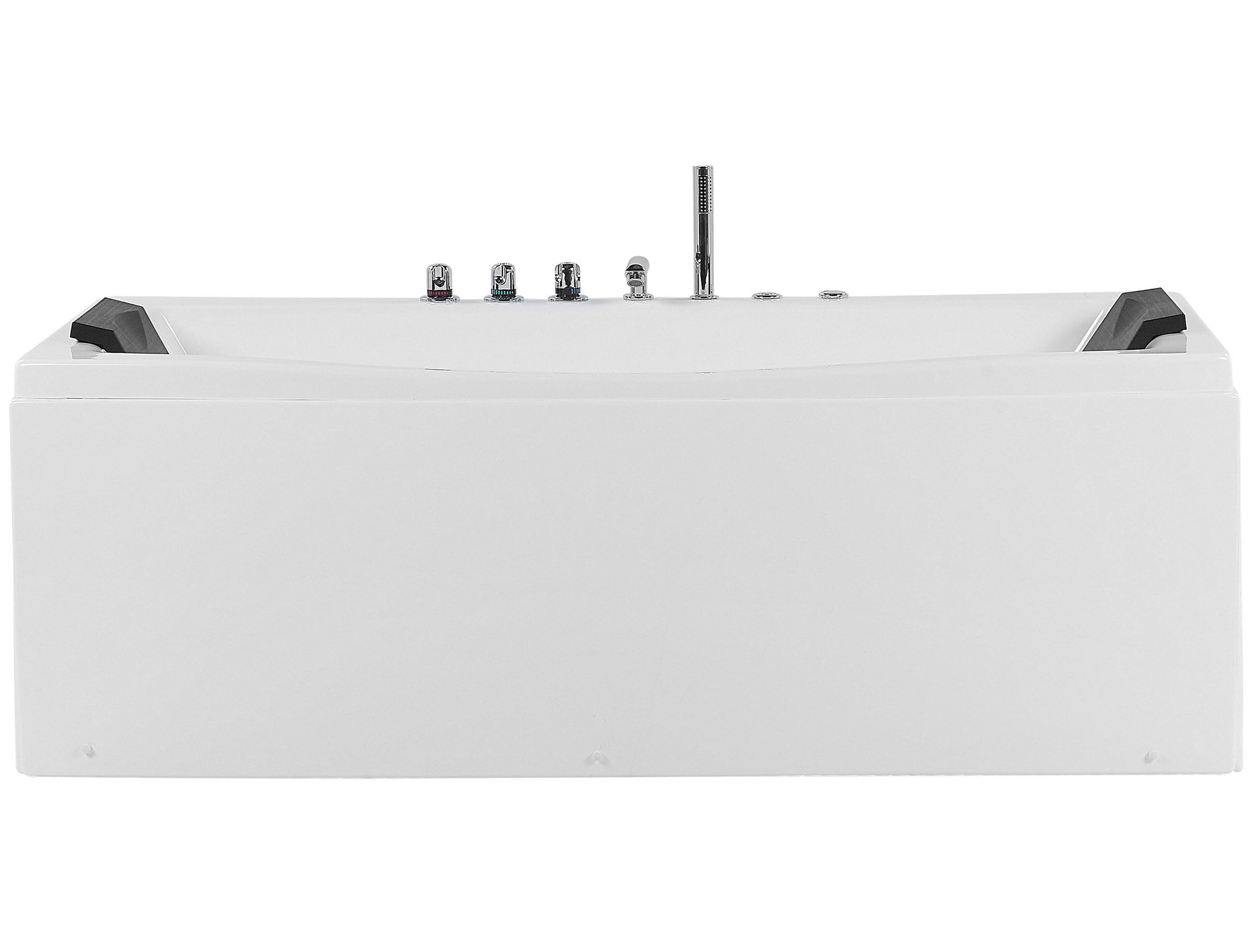 Baignoire Balnéo en Acrylique Blanc avec Fonction Hydromassage 2 Appui-Têtes et Éclairage LED intégré pour SPA à Domicile Beliani
