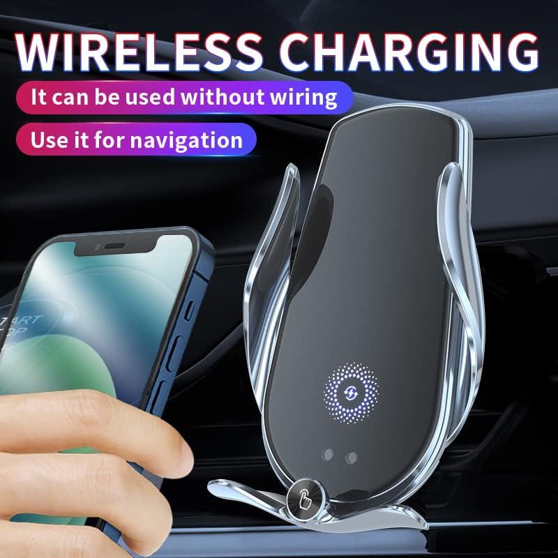 Miniatura 3 de Cargador inalámbrico plateado M3 Car Air Vent Phone Holder 15W carga rápida iOS Android compatible con sensor inteligente modelo actualizado