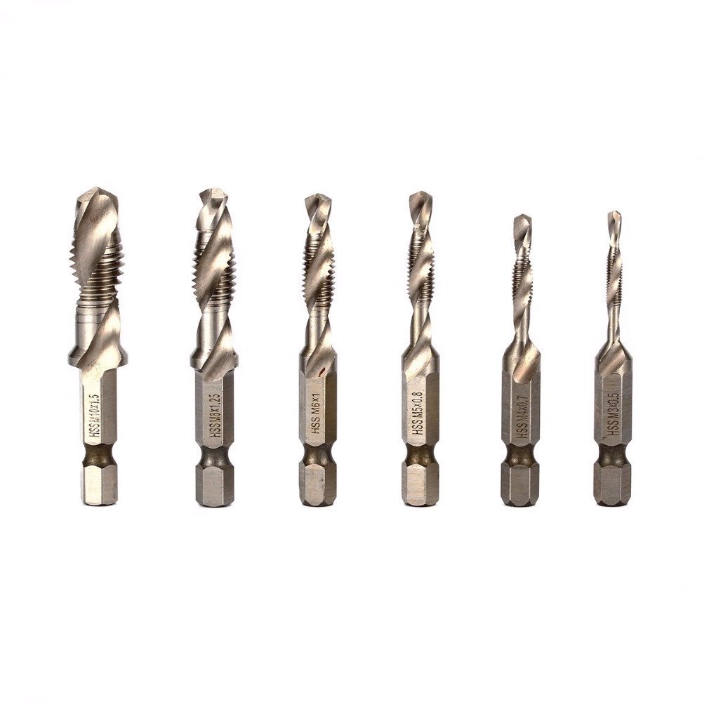 Driak 6pcs HSS Screw Countersink Drilling Bits M3-M10 Combination 1/4