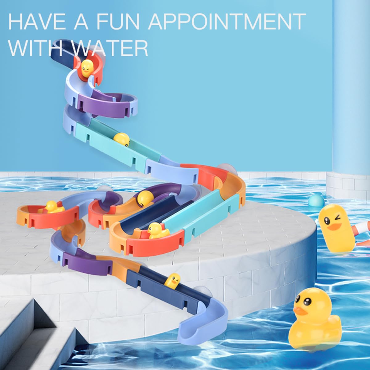 Bath toys for 3 year olds boys girls, 48Pcs Track Game Bath Shower Water Toys for 3 4 5 6 7 8 Year Olds Boys Girls - Image 2