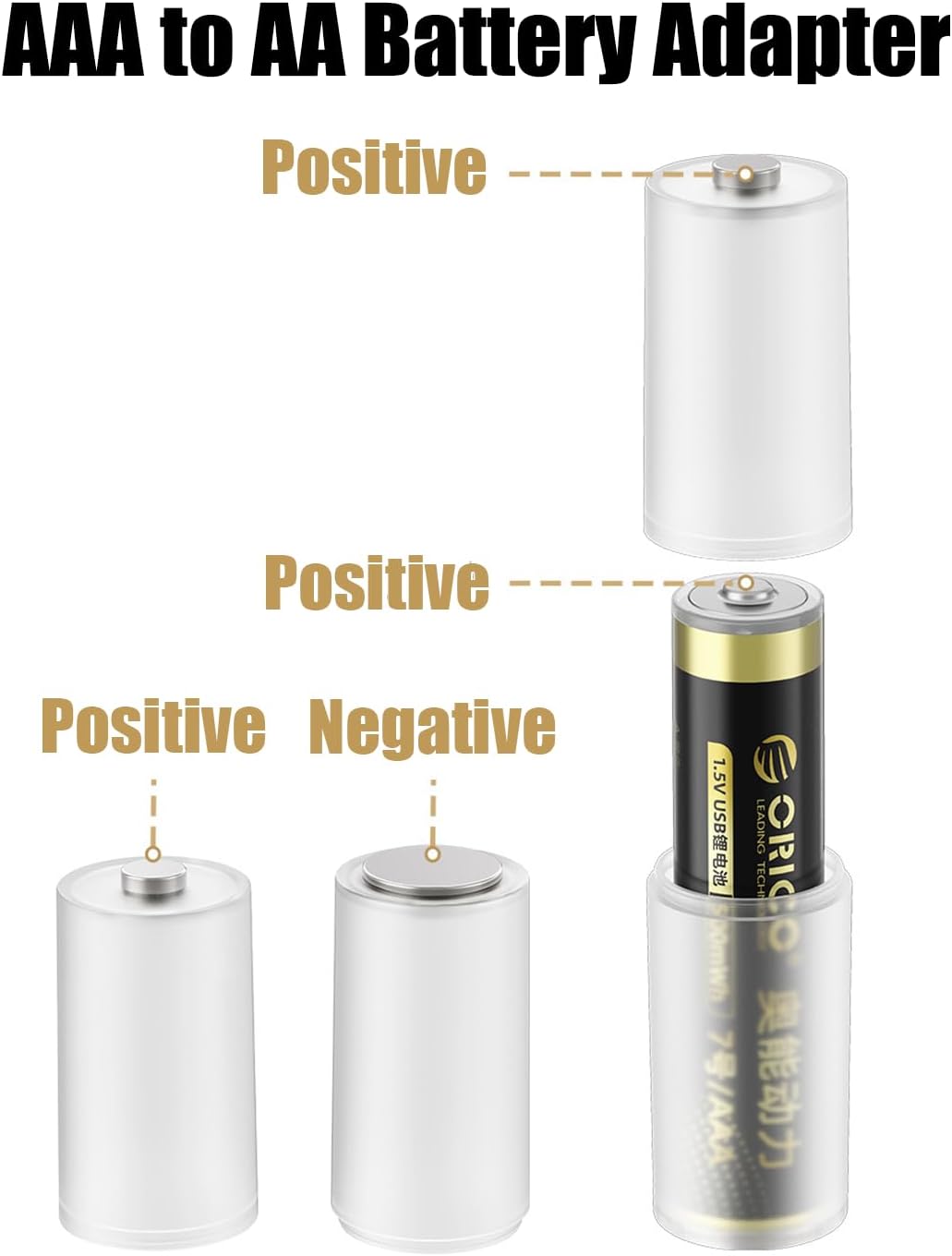 ORICO AAA to AA Battery Adapter 8 Pack Battery Converter Cases Holder Shell for AAA Battery with Metal Contacts on Bottom