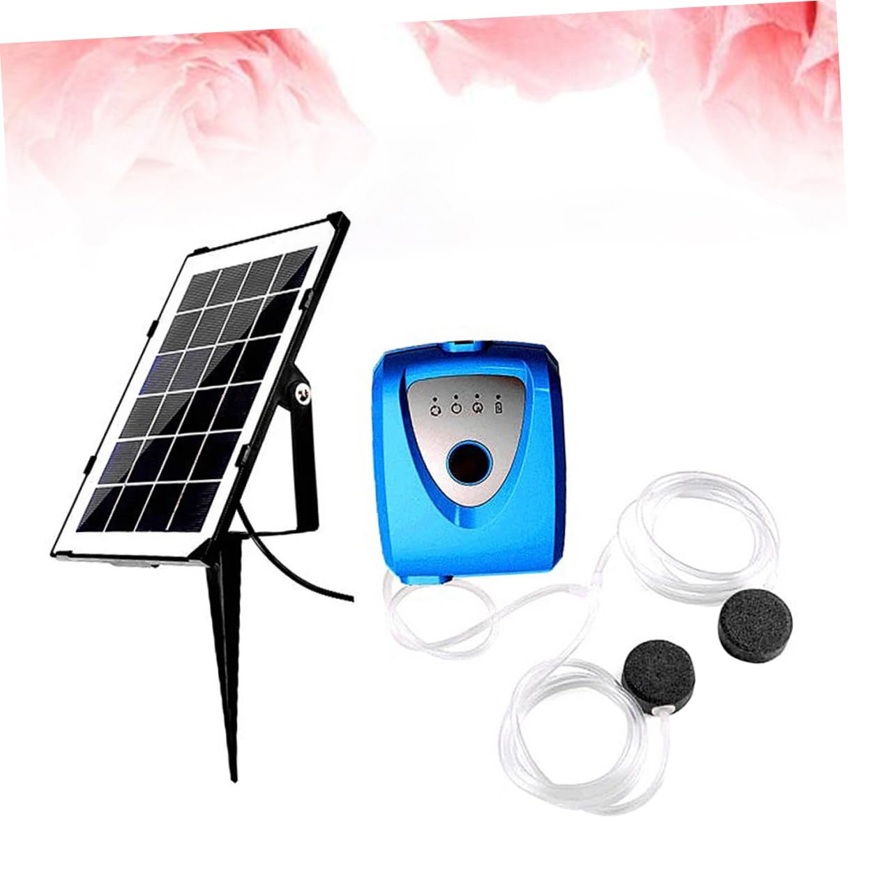 Yardwe Solarbetriebene Sauerstoff Aquarium Pumpe mit 2 Ausblasöffnungen USB Aufladbar Kunststoff für Aquarium und Fischbecken im Außenbereich