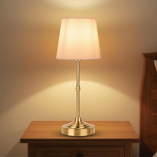 Miniatura 12 de Lámpara de mesa recargable, lámparas táctiles inalámbricas, luz de escritorio portátil con brillo regulable continuo y pantalla de tela para mesita