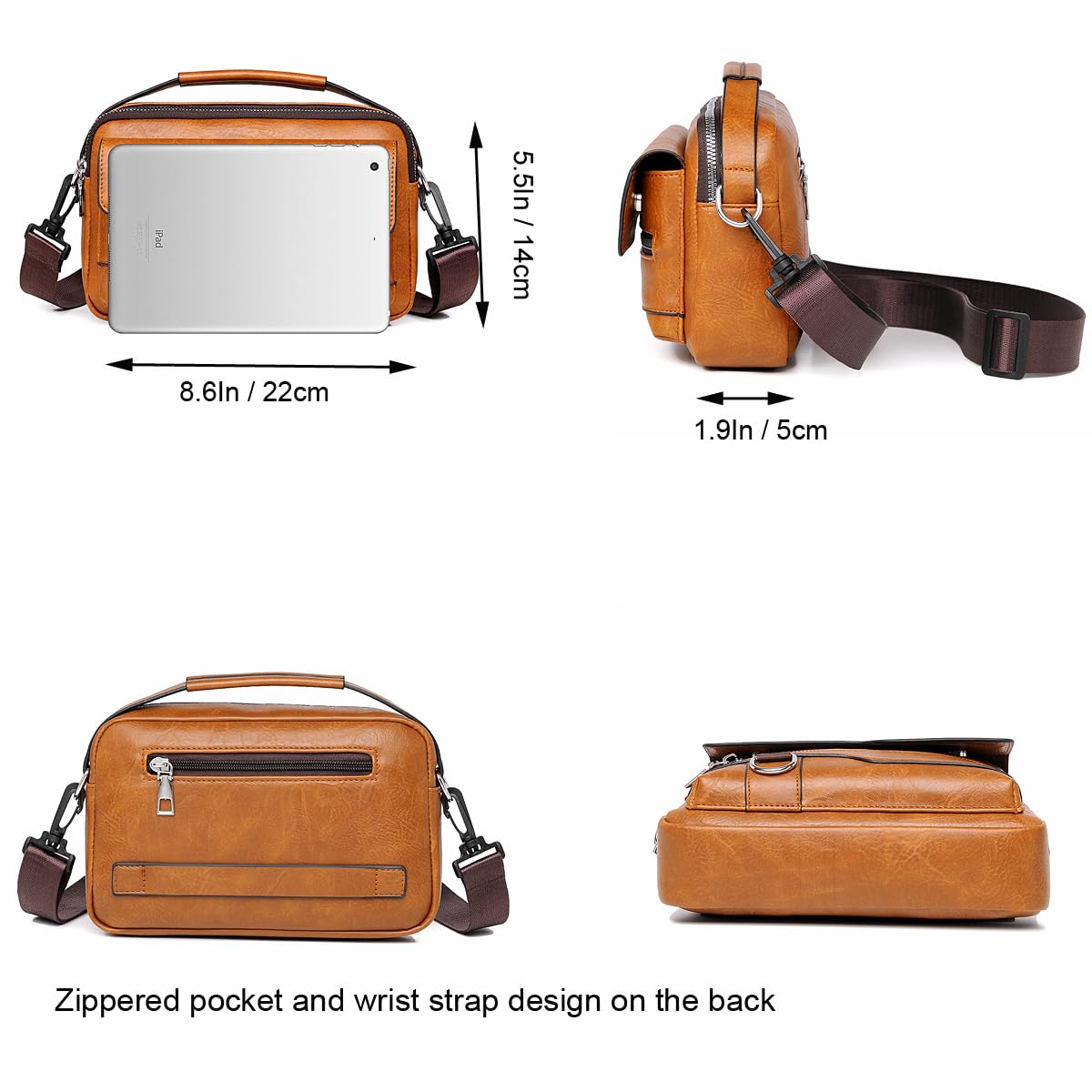 A-QMZL Sacs Bandoulière homme,Sacoche Bandouliere Cuir Petite Sac à Bandoulière vintage Shoulder Bag Crossbody Business Sacs Étanche Convient pour loisirs, travail,voyages