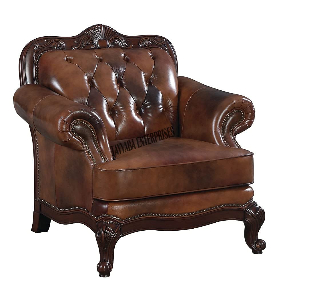 TAYYABA ENTERPRISES Sheesham Wooden Single Seater Sofa in Luxurious Or Stylish Look Or Upholstered Covered Seating Furniture