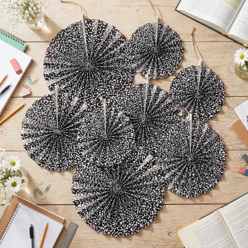 Image of Thenshop 12 Pcs Composition Notebook Hanging Paper Fans Classroom Decoration Round Paper Fans Ceiling Hanging Composition Themed Decor for Classroom Office School Graduation Party