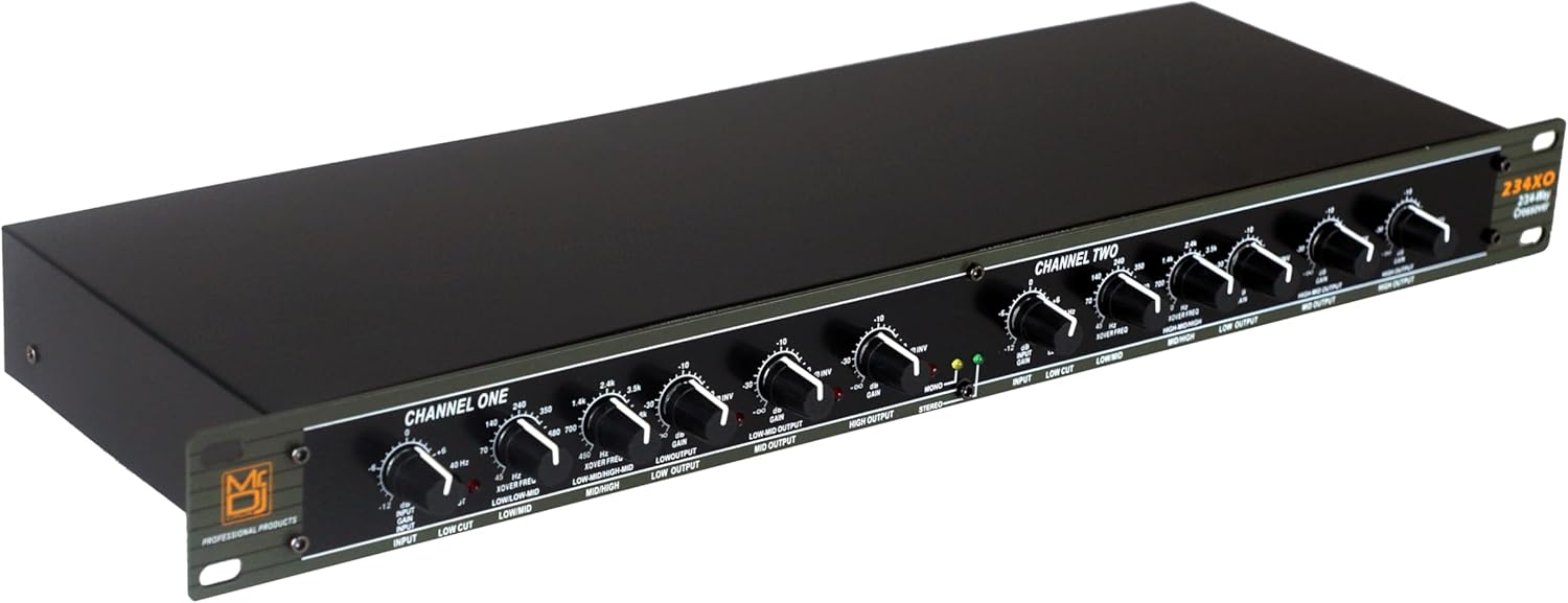 MR DJ 234XO PRO PA DJ Club Stereo 2/3-way Stereo, 4-way Mono Crossover with XLR Input and Output