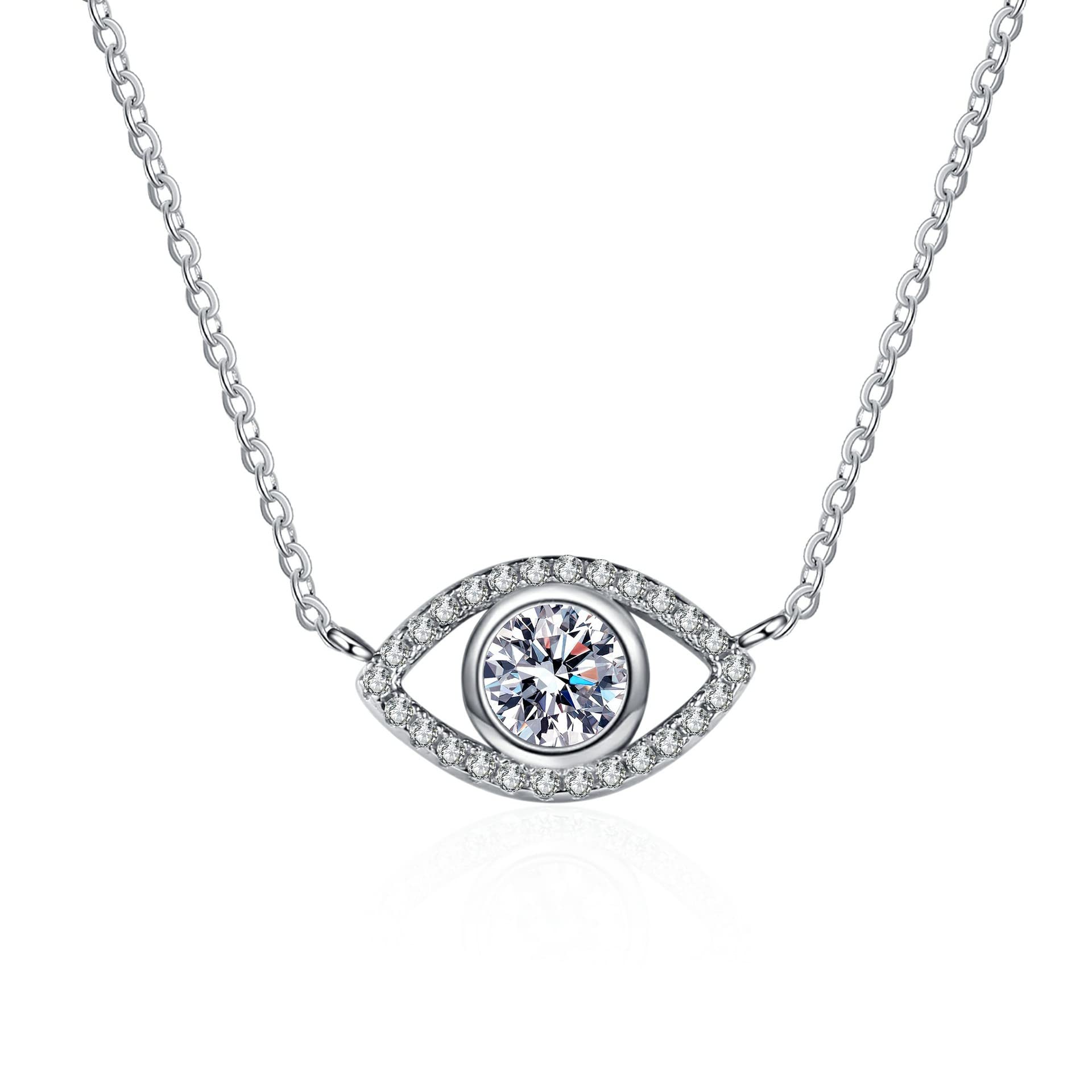 yoalincy Moissanite Evil Eye Necklace 0 5CT D Color VVS1 Clarity Brilliant Cut Lab Created Diamond Necklace 925