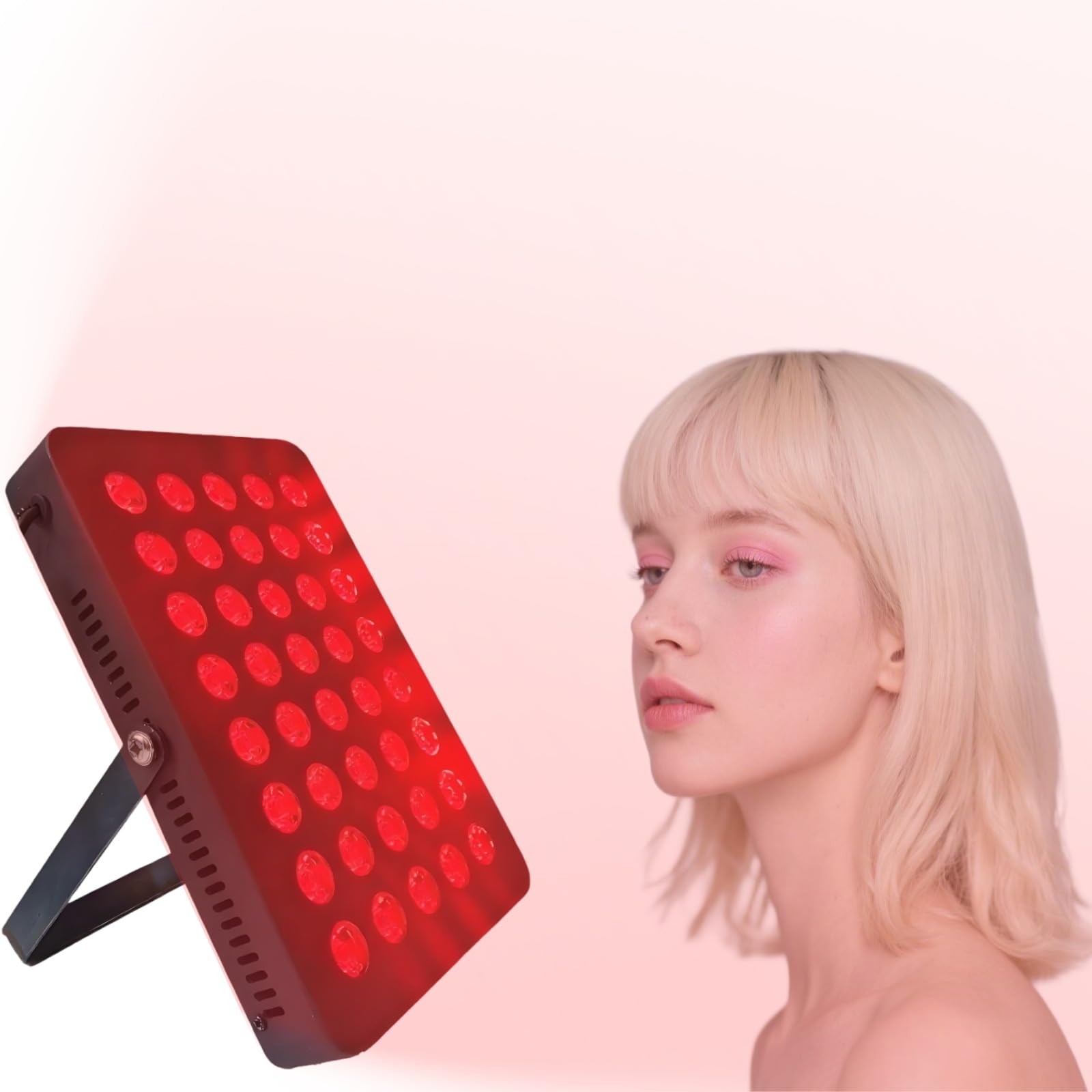 Lámpara de terapia de luz roja cercana al infrarrojo 80 W, 660 nm y 850 nm, longitudes de onda 40 LED con brillo y temporizador ajustables, panel de luz roja de cuerpo completo incluye gafas para
