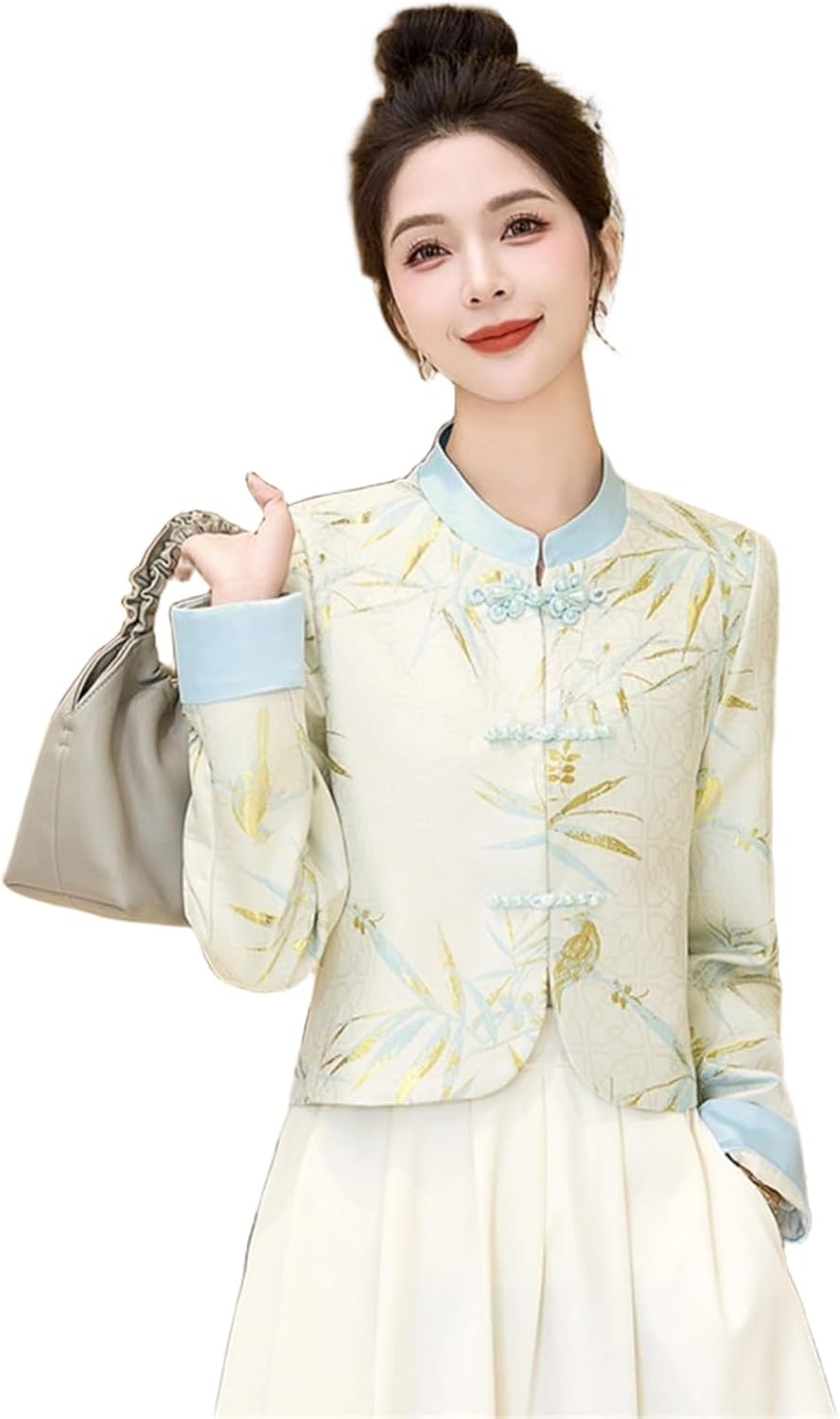 Aoleaky Women's Chinese Short Jacket with Retro Knot Buttons for Spring/Fall Tang Suit