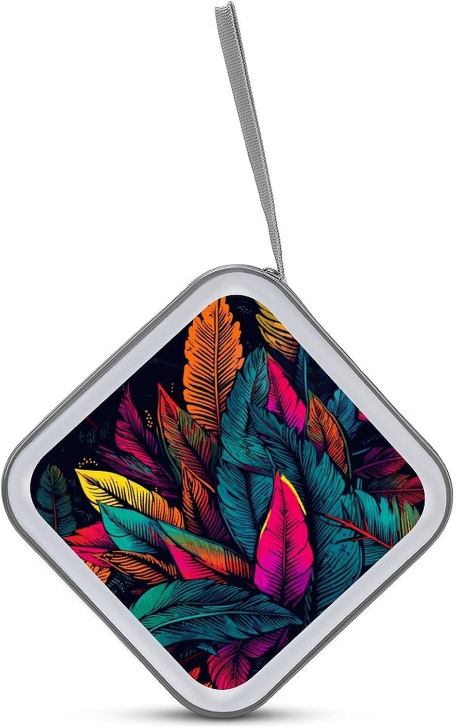 Colorful Tropical Leaves Pattern CD Case Binder for Travel Car DVD Storage Case DVD Storage Bag with Handles Cover CD Storage Binder for Blu-ray Movie Music Audio Disks 40 Disc Units image 3