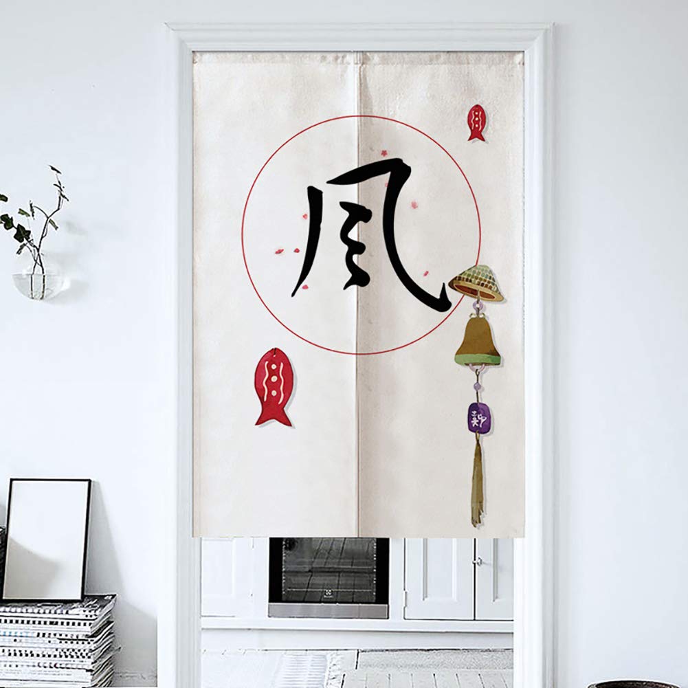 Noren japonais rideau de porte en lin et coton imprimé tapisserie ukiyoe 150x85cm