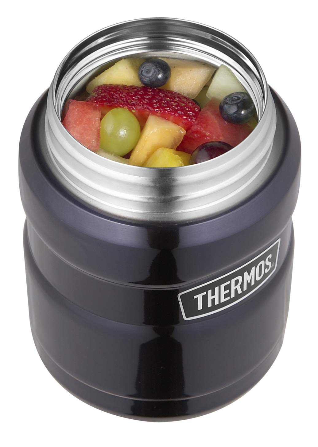 Thermos Essensbehälter 'King' 0,45 Liter mit Löffel (dunkelblau, mit Namensgravur)