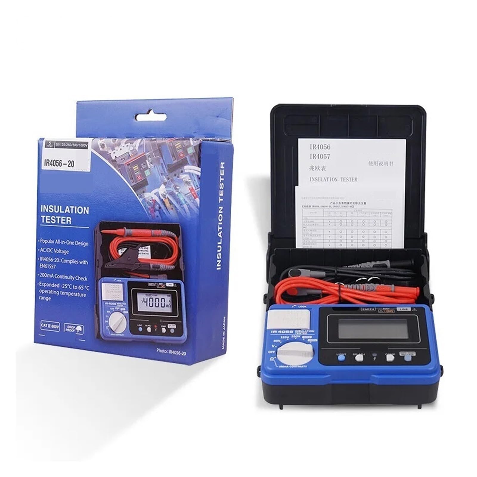 Multimetr cyfrowy, Cyfrowy tester izolacji IR4056-20, megaomomierz 50 V–1000 V dla bezpieczeństwa elektrycznego