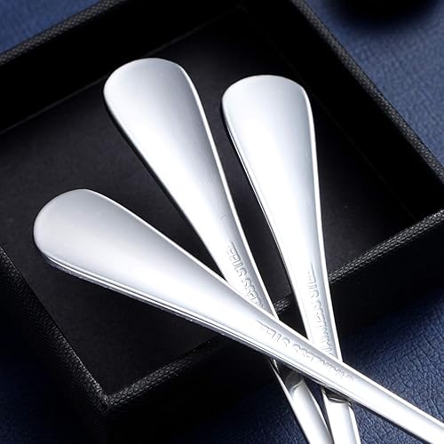 Miniatura 5 de Berglander Juego de 12 cucharaditas de 6.5 pulgadas, cucharas de té pulidas brillantes de acero inoxidable, cucharas de té pequeñas para postre,