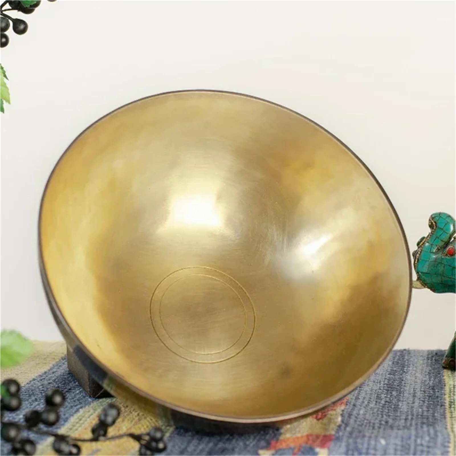 Klangschalen Handgemachte Klangschale Messing Gravur Linie Meditation Yoga Kupfer Buddha Schalen Klangheilung Therapie(Caliber About 27CM)