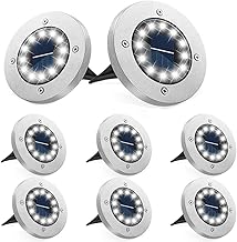 Bzavor 8er Solar Bodenleuchte Aussen, 12 LEDs Leuchten Mit Upgrade Solarpanel Gartenleuchte Solarlampe Strahler Deko für Rasen, Gehweg, Pool, Terrassen (Kaltweiß)
