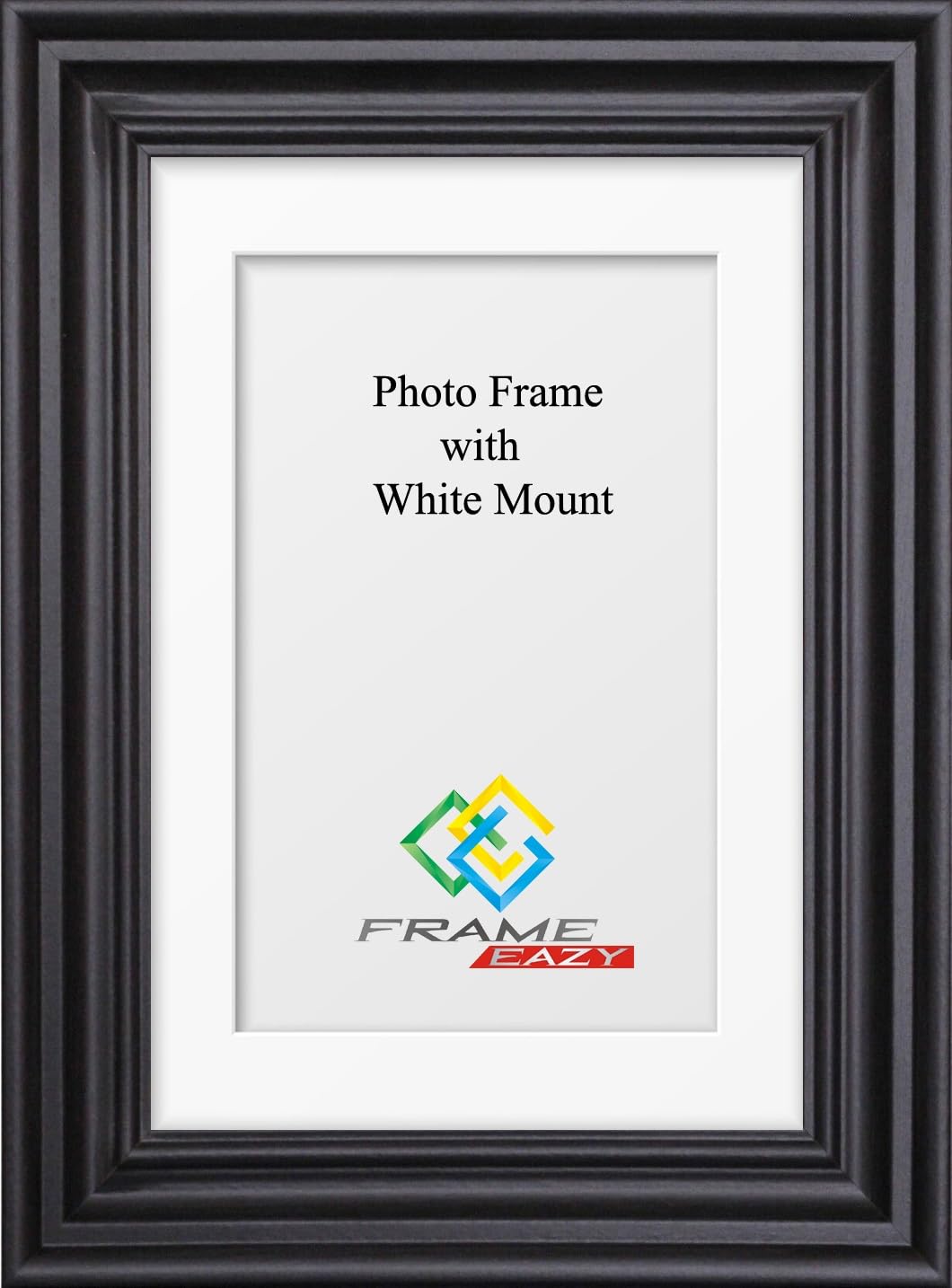 FRAME EAZY Black 94x69.4cm Photo Frame with A1 White Mount to Hang Portrait or Landscape - Swept Picture Frame With Safe Perspex Front - 94 x 69.4cm For Picture size A1