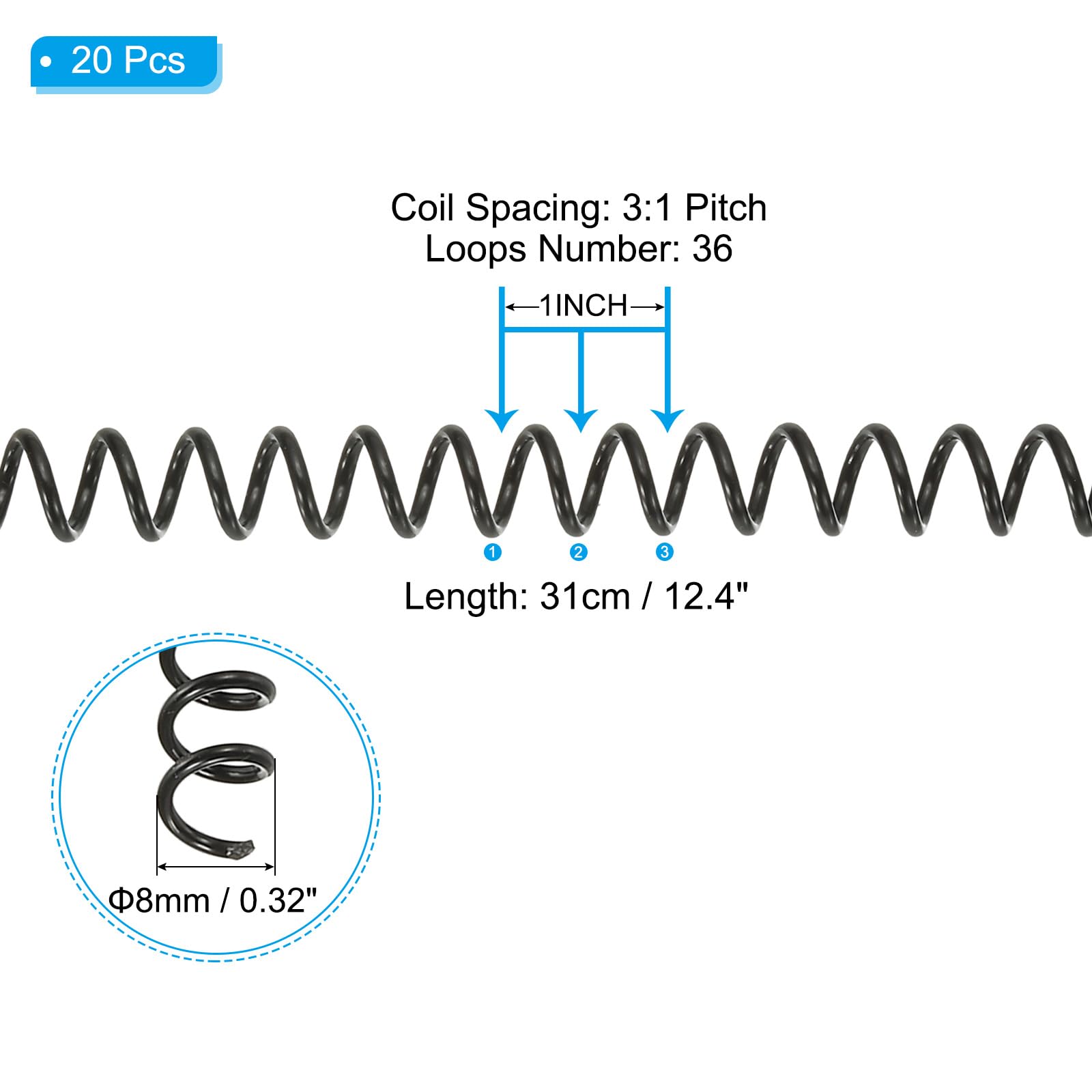 PATIKIL 8mm(5/16") Plastic Spiral Binding Coils - Image 2