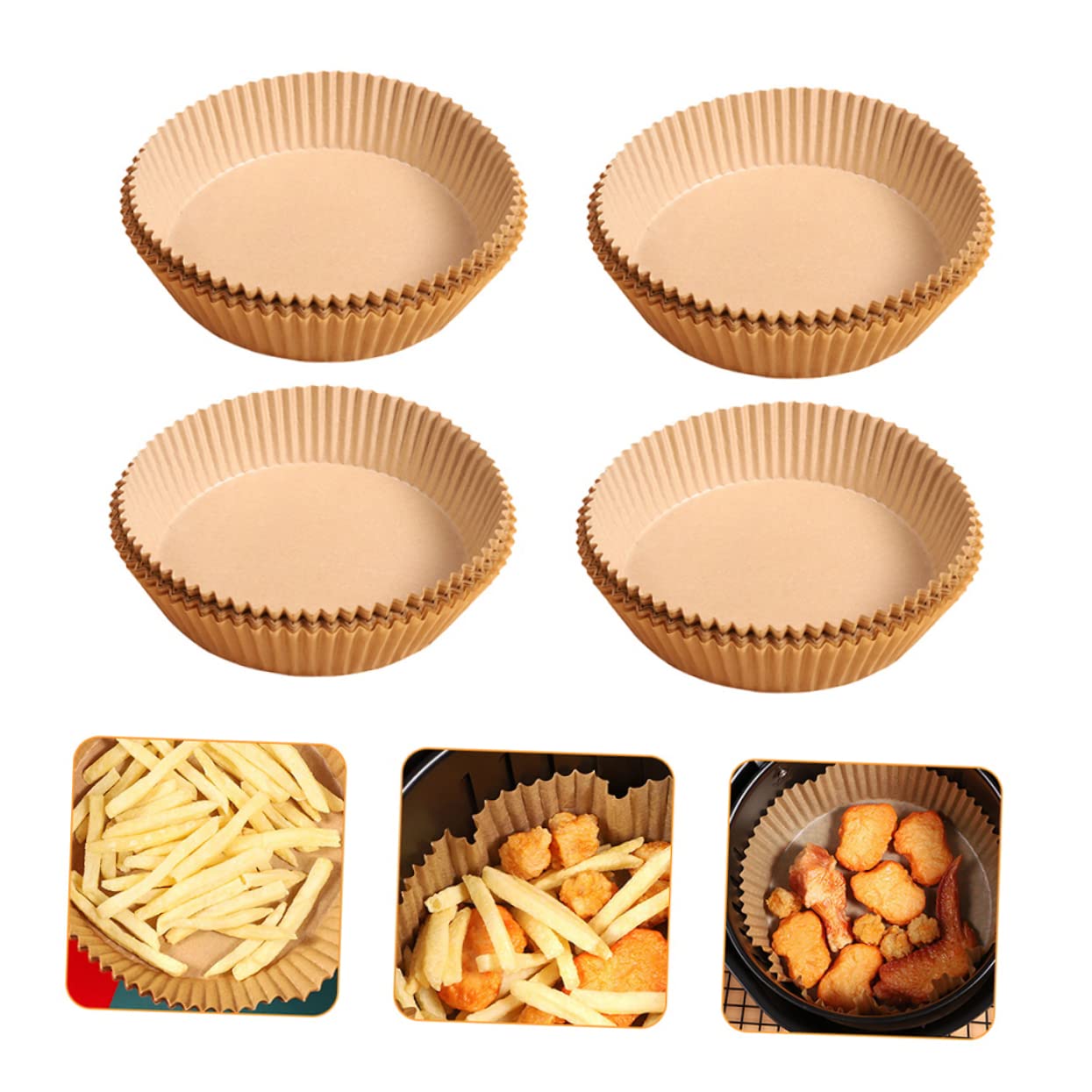 Abaodam 200piezas Papel De Horno Antiadherente y Resistente Al Aceite Unidades De Forros De Papel Desechables Para Freidora De Aire Para Hornear y Cocinar