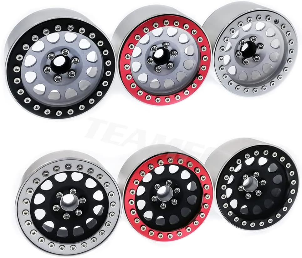 R.S 4PCS Metal RC Rim 2.2" Beadlock Wheel Rim Hub for 1/10 RC Rock Crawler Axial SCX10 90046 RR10 Wraith TRAXXAS TRX4(Type A)