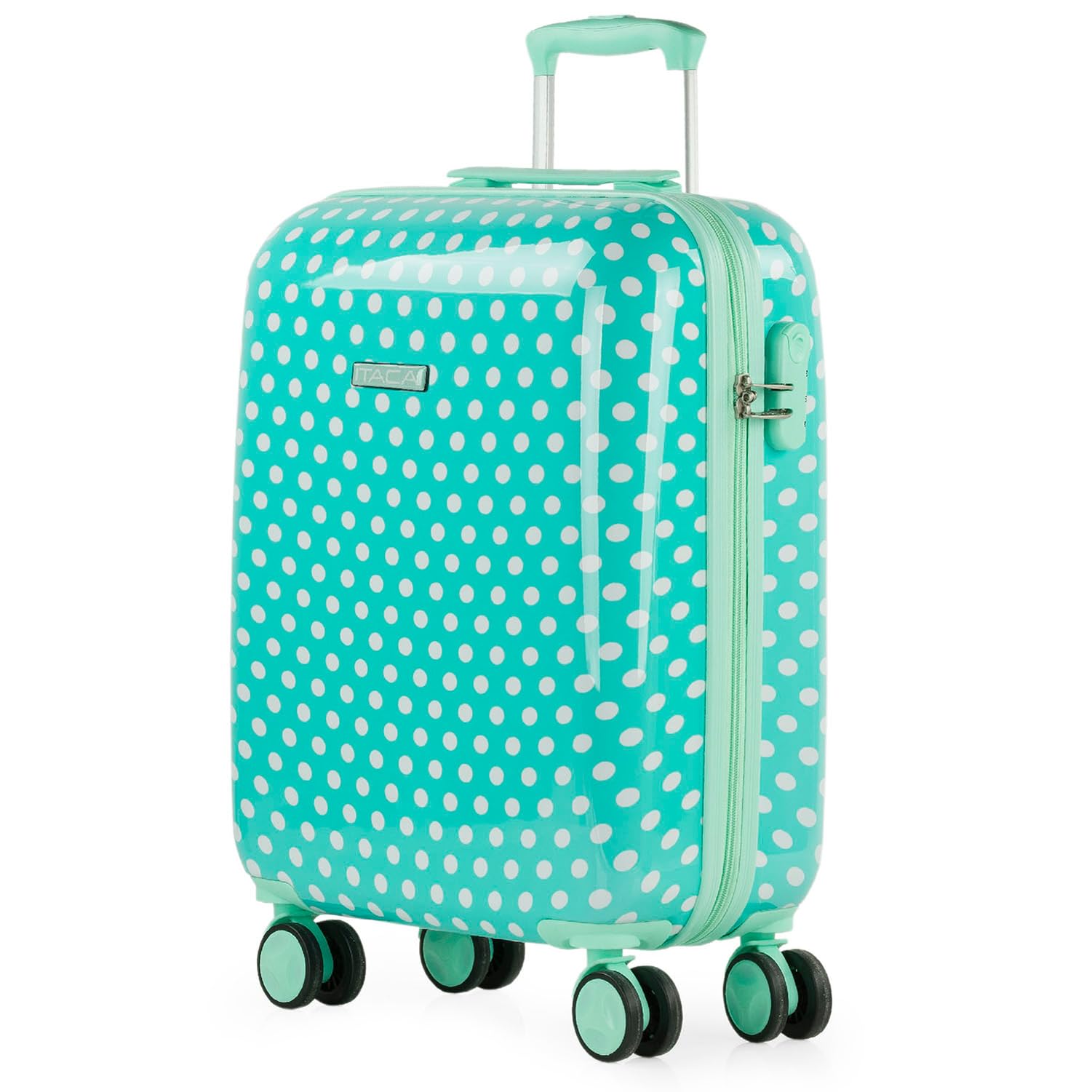 ITACA - Trolley Bambina Rigido Colorato Valigia Bambina Viaggio Trolley Bimba Cabina Trolley Bagaglio A Mano Bambina Resistente Leggera, Bagaglio a Mano Ryanair. Lucchetto a Combinazio, Talpe di menta