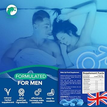 40 Pills for Men - Extra Strong Stamina Booster, Organic Herbal Energy Powder, Long-Lasting Male Supplement, Made in The UK