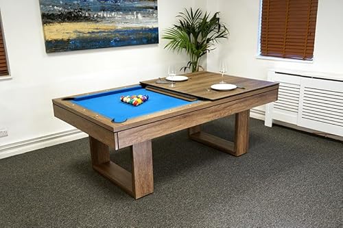 SIGNATURE - Burton Pool Dining Table - Table Tennis Tops - Dinign Tops - Grey Oak Finish - Free Accessory Pack - Flatpacked - Easy Assemble (7ft)