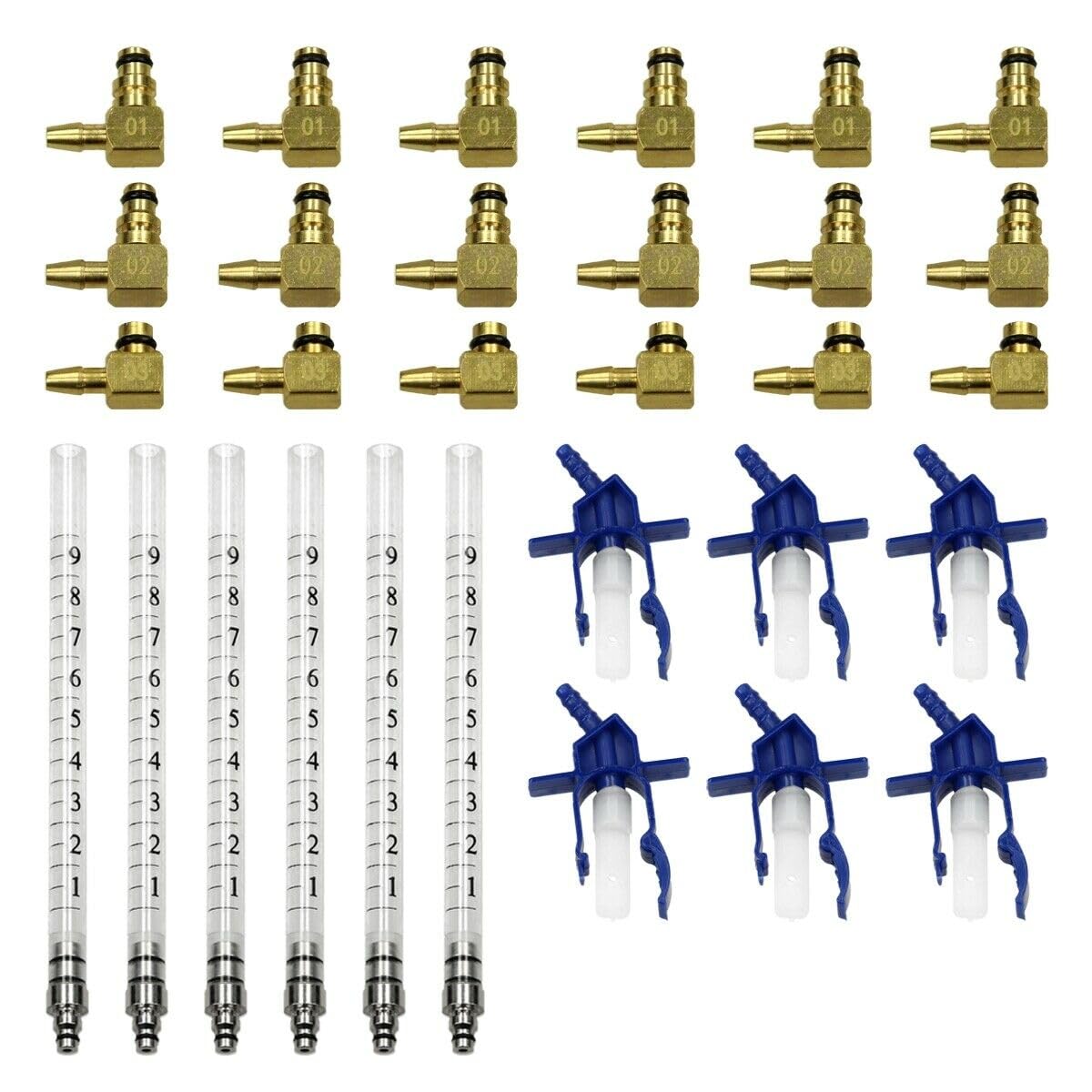 Medidor de Flujo Sobrante de Inyectores Diesel Common Rail 6 Cilindros 24 Adaptadores Compatible con Sistemas de Inyección Diesel