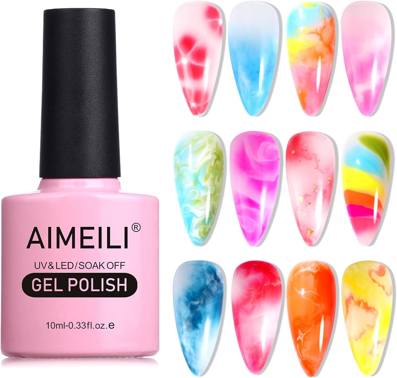 AIMEILI Nail Art Blossom Gel Nail Polish Soak Off UV LED Clear Blooming Gel Manicure 10ml